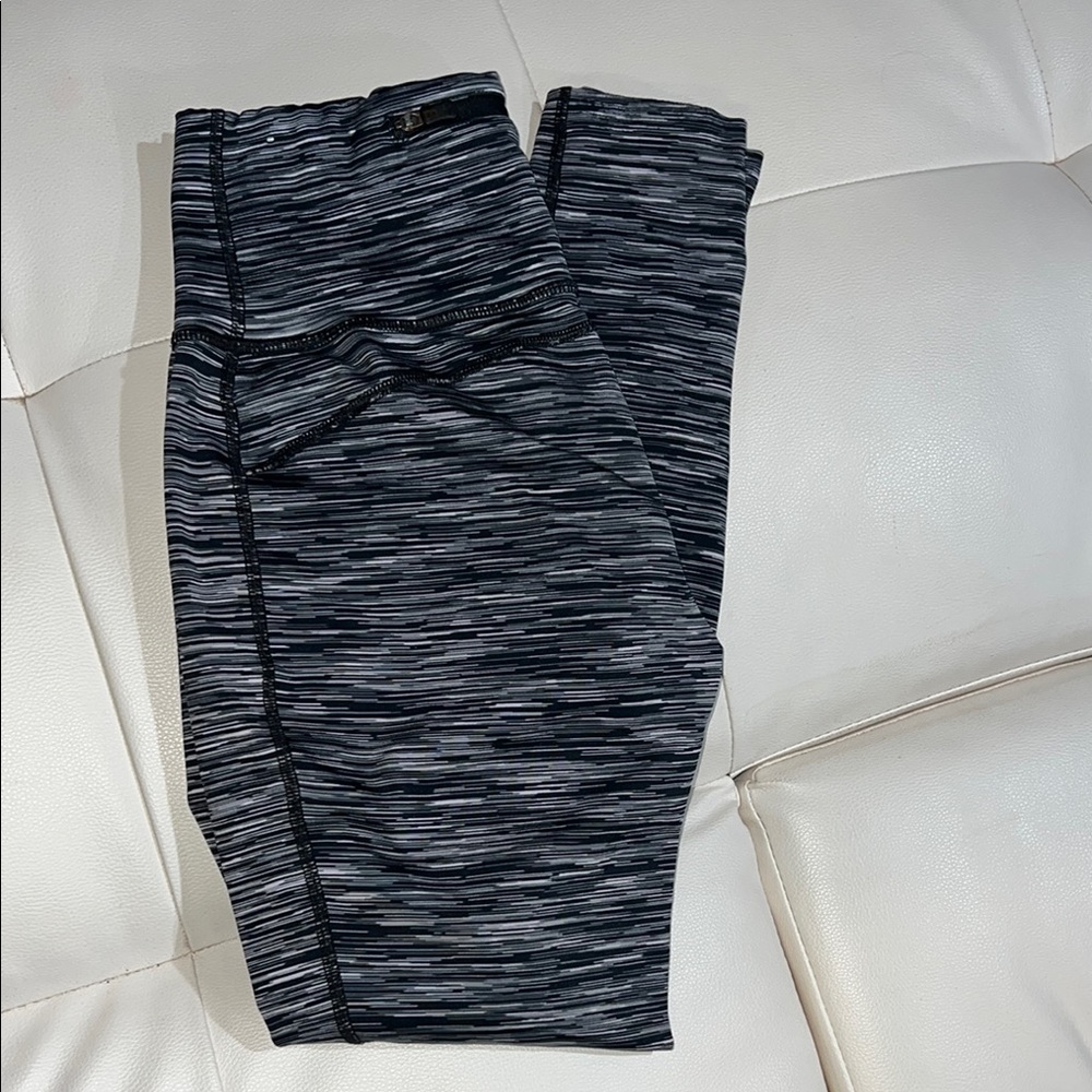 Tek Gear Black and Gray Striped Leggings